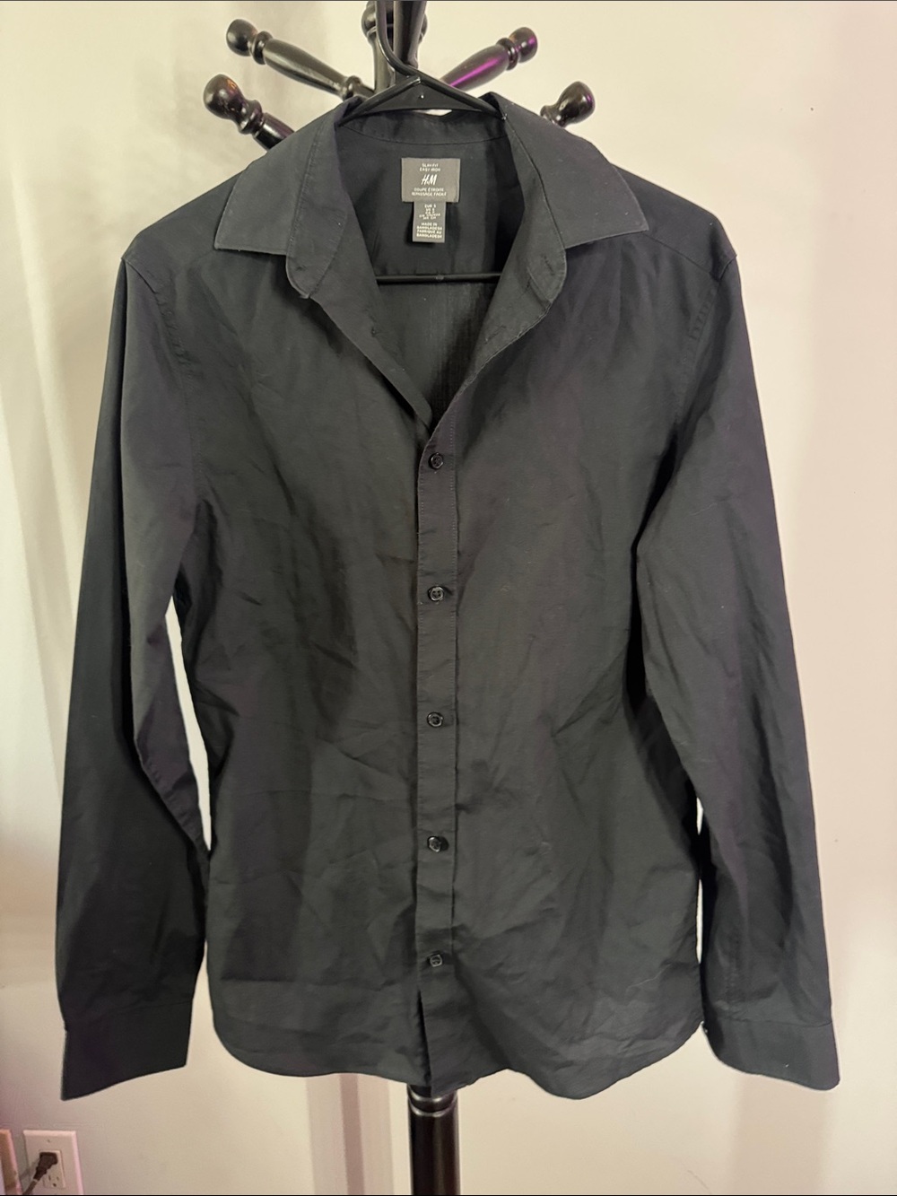 H&M Men’s Black Lightweight Button-Up Shirt Jacket 32.T